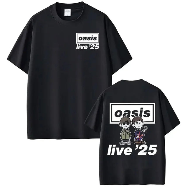T-shirt Rock Band O-Oasis Live 25 Tour Homme Femme Cartoon Vintage Tee-shirt surdimensionné T-shirt à manches courtes en coton de haute qualité