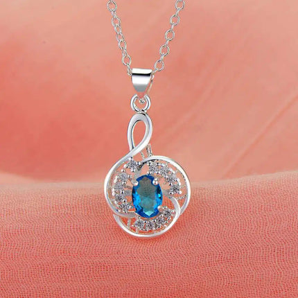 Collana con Ciondolo in Argento Sterling 925 con Zirconi per Donne, Gioielli di Alta Qualità per Matrimoni e Fidanzamenti, Regali di Moda per Feste PlatiNum