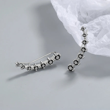 925 Silver Full Moissanite Earrings Climber 7 Star Crawler Stud Ear Cuff for Women Black White Moissanite Jewelry Brincos Gift PlatiNum