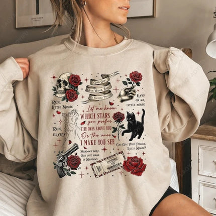 Run Little Mouse Haunting Adeline Dark Romance Book Hoodie Spicy Smut Reader Gifts Black Cat Graphic Pullover Men Women Hoodie