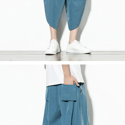 Pantaloncini Harem da Uomo Estivi 2026 Traspiranti Leggeri Sottili Comodi Tinta Unita Alta Qualità Oversize Lunghezza Polpaccio