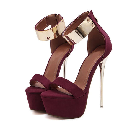 Liyke Fashion Design Metal Ankle Cover Strap Women Sexy 16CM Sandals Platform High Heels Party Club Stripper Pole Dance Shoes PlatiNum