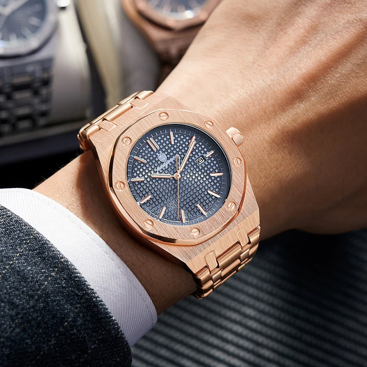 Customized Watch PAAZOMU Business Man Wristwatch Waterproof Luminous Date Men Watch Stainless Steel Quartz Watches For Men Reloj