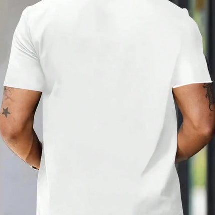 Men's casual white short-sleeved t-shirt in 100% cotton with a Japanese-style "dreamingduck" print, comfortable and high quality