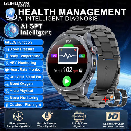 Nuovo Smartwatch 2026 per Analisi del Grasso Corporeo, ECG+PPG, Acido Urico, Pressione Sanguigna, Ossigeno nel Sangue, Orologio con Chiamate per Uomini e Donne platinumshop