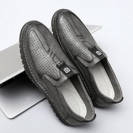 Scarpe estive in pelle traforata bianca scarpe Slip on da uomo in vera pelle scarpe Casual comode da uomo mocassini comodi da uomo