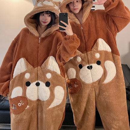DAIMELU cartoon pajamas men's winter coral fleece flannel thickened warm male loungewear suit sleepwear one set girl nightwear