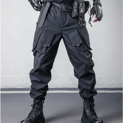 2026 New Streetwear Joggers Pants Men's Multi-Pockets Tactical Cargo Pant Black Utility Work Elastic Waist Casual Trousers