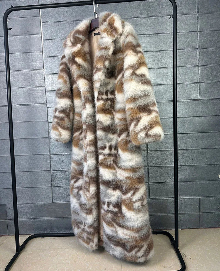 ZADORIN 130cm Long Fluffy Woman Leopard Faux Fur Coat Y2K Clothes Luxury Warm Faux Fur Jackets Winter Coats For Woman Outerwears