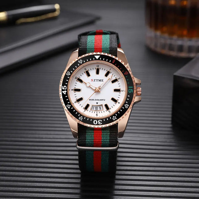 Nuovo orologio da calendario con cinturino in nylon da uomo alla moda, lussuoso e semplice orologio al quarzo con luce notturna per uomo d'affari e donna platinumshop