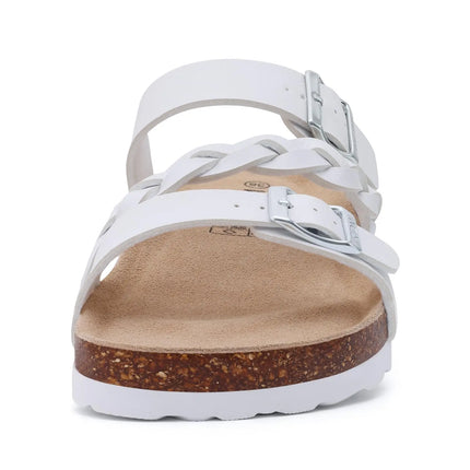 Crestar Sandali con pedana in sughero da donna Sandali scorrevoli slip-on con fibbia alla moda da donna Nuove pantofole comode estive con supporto per l'arco plantare