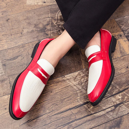 Moda Bianco Rosso Blu Mix Patchwork Scarpe casual per uomo Designer Penny Mocassini Abito da ballo formale per matrimonio Calzature per ritorno a casa