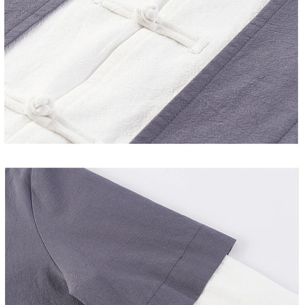Camicie da uomo tradizionali Camicie da uomo in cotone e lino retrò stile cinese Camicette casual da uomo Kung Fu Tai Chi Tang da meditazione Zen