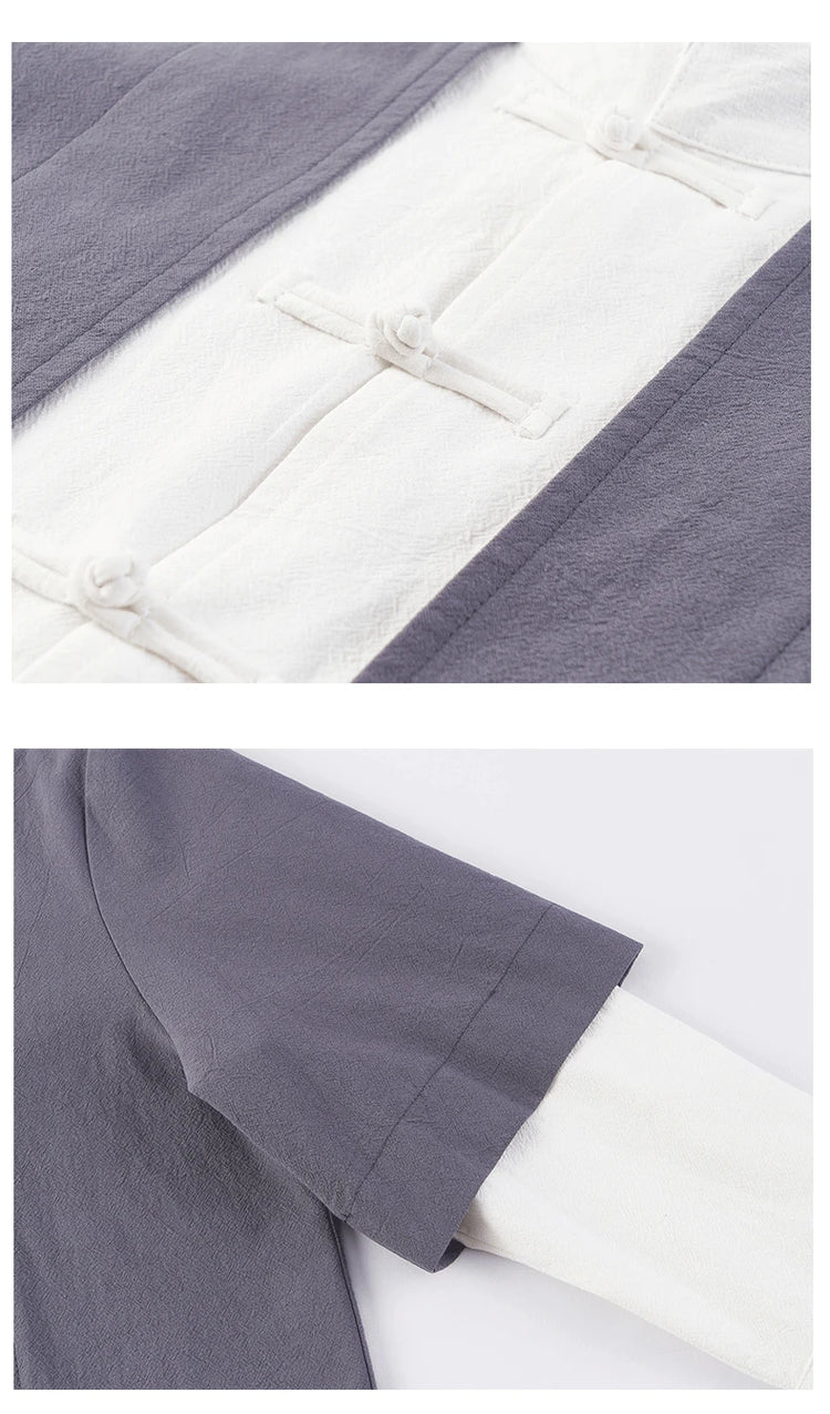 Camicie da uomo tradizionali Camicie da uomo in cotone e lino retrò stile cinese Camicette casual da uomo Kung Fu Tai Chi Tang da meditazione Zen