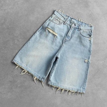 Straight Jeans Distressed Men Jean Ripped Holes Washed Denim Pants Ankle Length Loose Solid Zipper Fly Pockets Casual 2025 PlatiNum