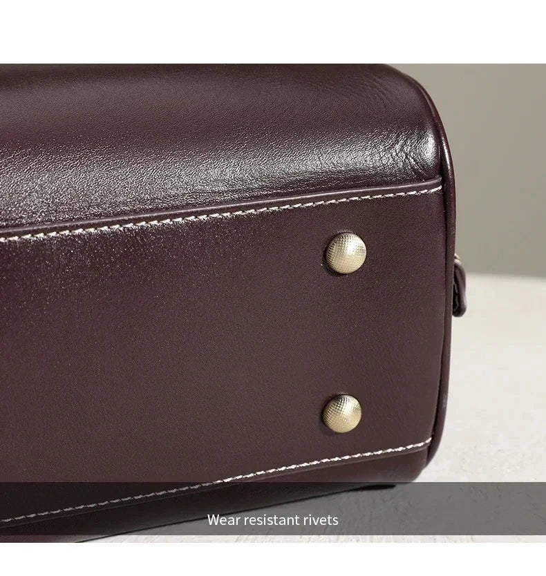 women's shoulder luxury  bags, Genuine Leather Crossbody Shoulder Bag, Retro Style Handbag with Dual Strap & Multiple Pockets