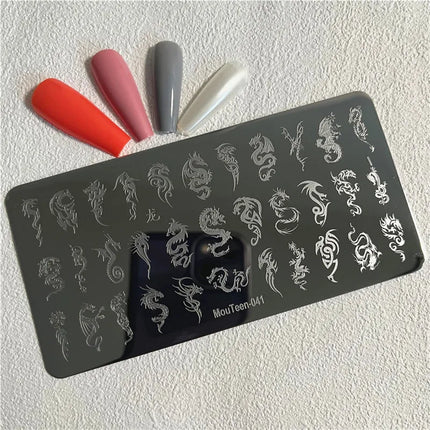 Gothic Cross Nail Stamping Plate Dark Rosary Cross Stainless Steel Punk Nail Art Stencil for DIY Manicure