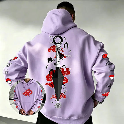 Naruto Akatsuki Kunai Hoodie 2026 New Japanese Anime Fashion Y2K Casual Sportswear Men's Couple Style Hooded Sweatshirt