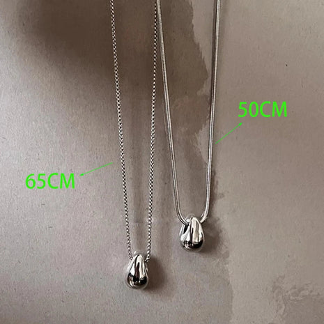 Real 925 Sterling Silver Minimalist Water Drop Pendant Chain Necklace for Women Classic Fine Jewelry Personality Accessories PlatiNum