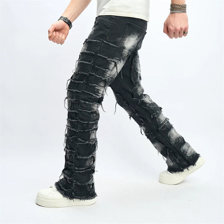 Denim Pants Men Ripped Distressed Washed Fashion Designer Male Denim Trousers Street Style Men's Slim Biker Jeans PlatiNum