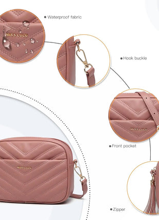 Elegante borsa a tracolla KONO in pelle PU con nappe a forma di V, compatta e versatile, perfetta per l'uso quotidiano e come regalo.