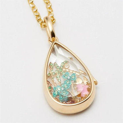 Small cute fashionable and trendy ocean hearts can be opened with necklaces water droplet pendants and small items PlatiNum