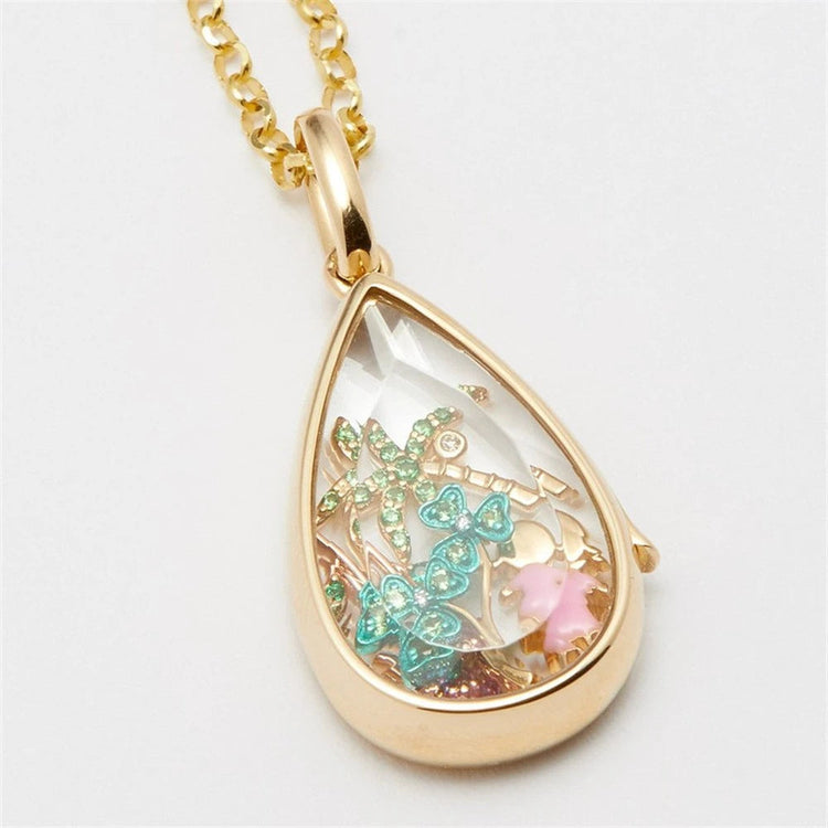 Small cute fashionable and trendy ocean hearts can be opened with necklaces water droplet pendants and small items PlatiNum
