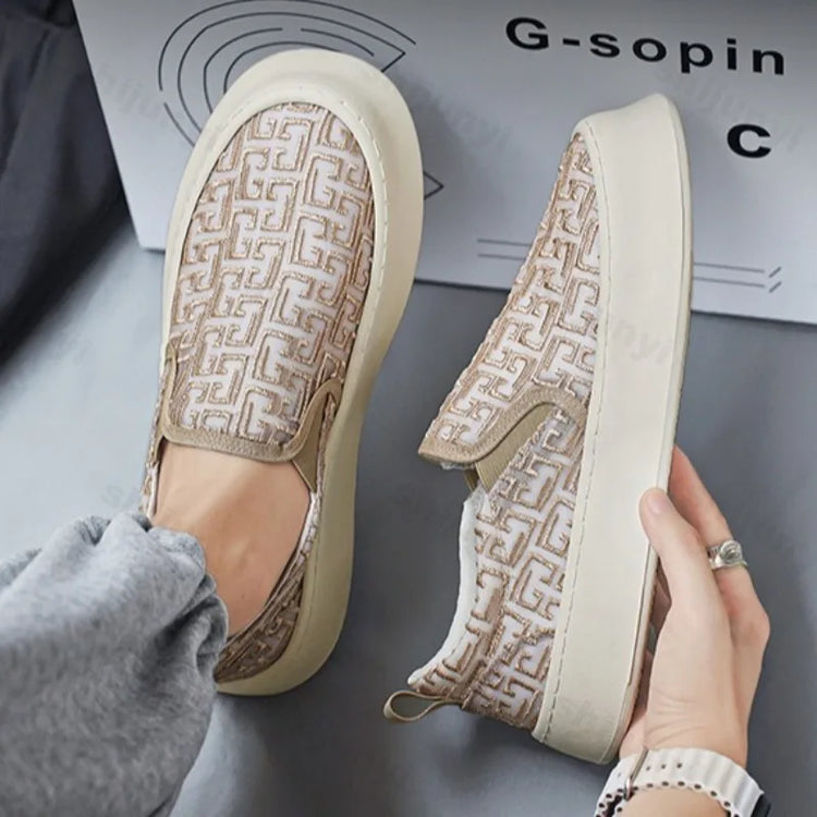 2025 Autumn New Fashion Shallow Mouth Casual Canvas Shoes for Men Breathable Comfortable Niche Design Versatile Chunky Sneakers