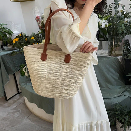 Women's Large Capacity Crossbody Bag Summer Woven Straw Bag Fashion Female Luxury Designer Beach Bag Bali Shopper Bag