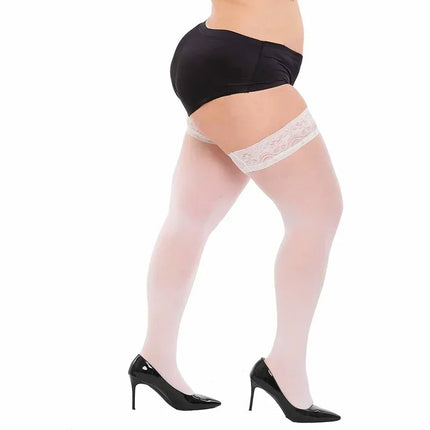 NEWJOINFUN Plus Open Crotch Pantyhose Large Fishnet Stockings Black Thigh High Stockings Garter Tights for Women Oversized XXXXL