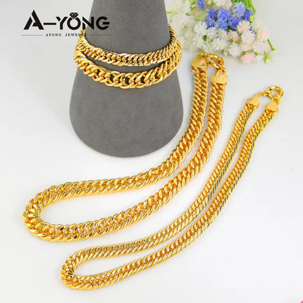 Set di gioielli Hip Hop di lusso placcato oro 21k Dubai Fashoin Collana a catena cubana Arabo Donna Uomo Punk Evento Gioielli per feste platinumshop