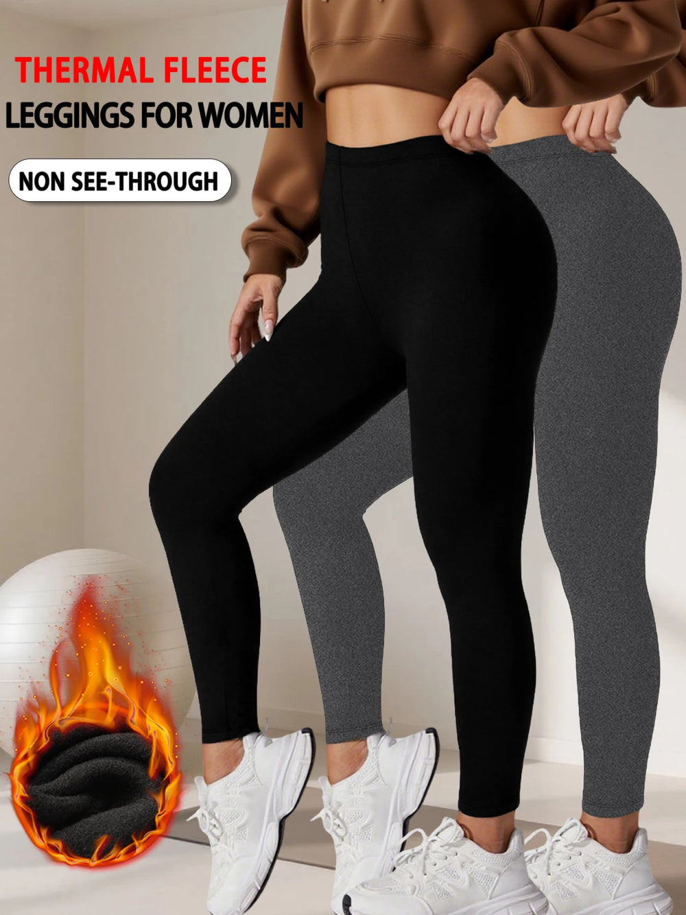 2 pcak Thermal running leggings with fleece interior for women Low Rise design provides warmth and comfort for winter workouts