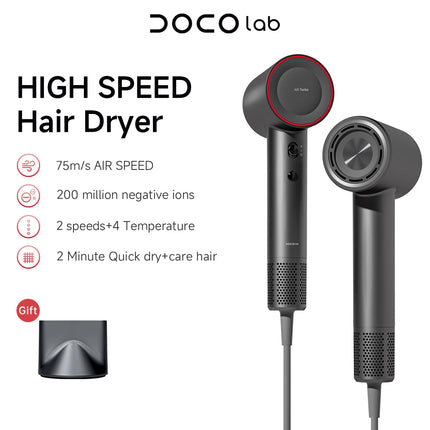 DOCO Hair Dryer 75m/s High Speed 200 Million Negative Ions Hair Care 110000 Rpm Professional Lightweight Home Travel Gift