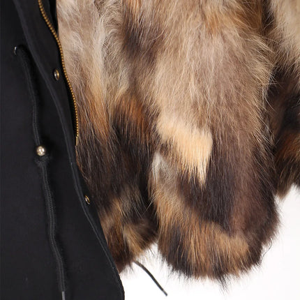 Maomaokong Natural Fur Lining Real Fur Coat Winter Jacket Women Raccoon Fur Collar Warm Thick Parkas Female Clothing