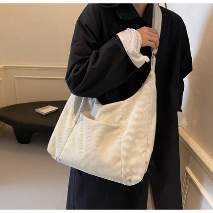 New Large Capacity Casual Crossbody Bag Simple Artistic Commuter Student Single Shoulder Bag Outdoor Leisure Women's Tote Bag PlatiNum