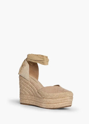 Corina brand esparto wedges espadrilles with natural jute wedge in natural beige PlatiNum