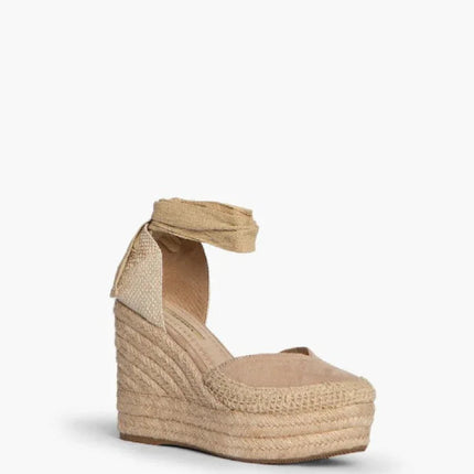 Corina brand esparto wedges espadrilles with natural jute wedge in natural beige PlatiNum
