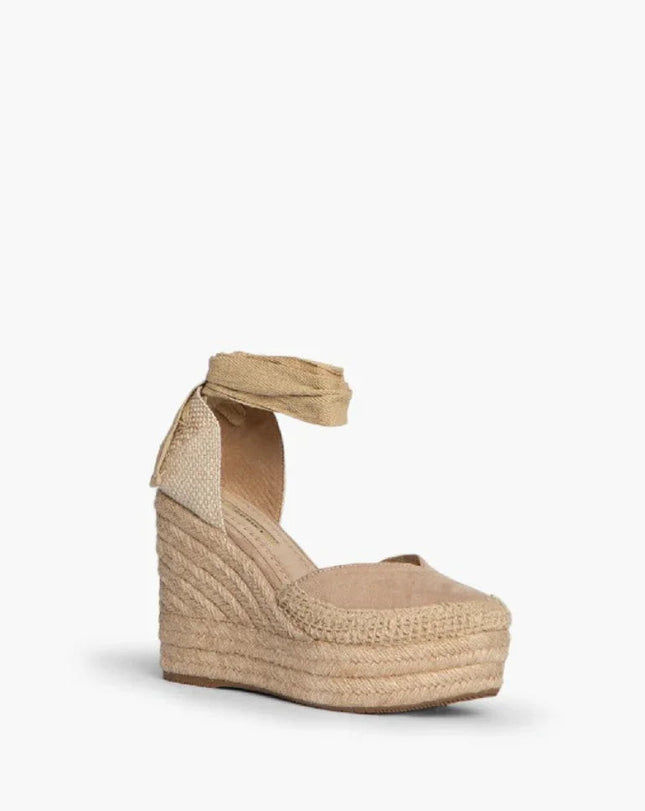 Corina brand esparto wedges espadrilles with natural jute wedge in natural beige PlatiNum