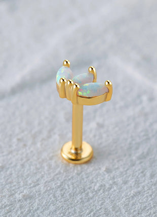 CANNER 1PC 925 Sterling Silver Exquisite Crown Opal Piercing Earring for Women Ear Studs Cartilage Earring Body Jewelry Gift PlatiNum