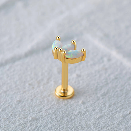 CANNER 1PC 925 Sterling Silver Exquisite Crown Opal Piercing Earring for Women Ear Studs Cartilage Earring Body Jewelry Gift PlatiNum