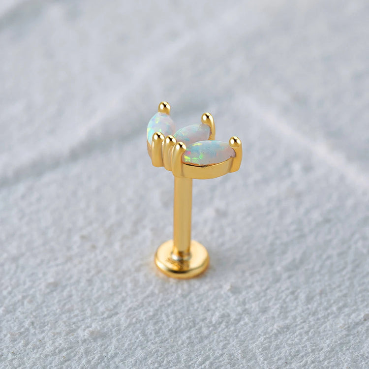 CANNER 1PC 925 Sterling Silver Exquisite Crown Opal Piercing Earring for Women Ear Studs Cartilage Earring Body Jewelry Gift PlatiNum