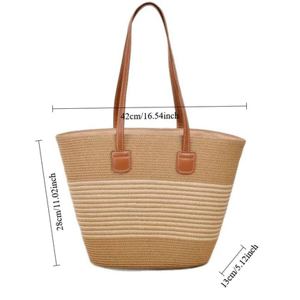 Women's Large Capacity Shoulder Bag, Woven Straw Summer Handbag, Designer Luxury Beach Bag, Bali Shopper