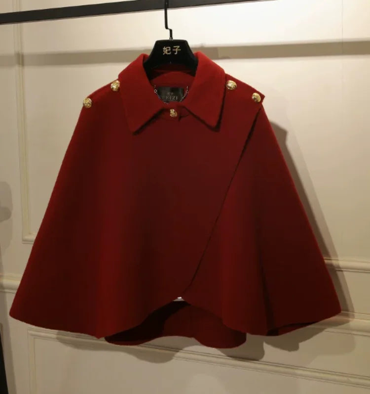 Temperament Loose Thick Sleeveless Short Knitted Woolen Cloak Jacket Women Autumn and Winter Fashion Versatile Elegant Shawl