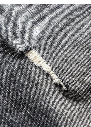 Italian Style Fashion Men Jeans Retro Gray Elastic Slim Fit Ripped Jeans Men Trousers Vintage Designer Casual Denim Pants Hombre PlatiNum