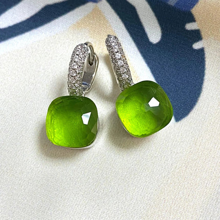 Classic Candy Color Earrings Inlay Transparent Zircon 27Colors Crystal Earrings Platinum Plated Fashion Jewelry For Women PlatiNum