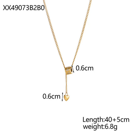 Non Tarnish Luxurious Fashion Crystal Rhombus Necklace with Ring Pendant Gold Color Jewelry for Women PlatiNum