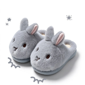 Women's Cute Rabbit Cotton Slippers Autumn and Winter Cartoon 3D Bunny with Plush Insulation, Thick Bottom, Home Plush Slippers