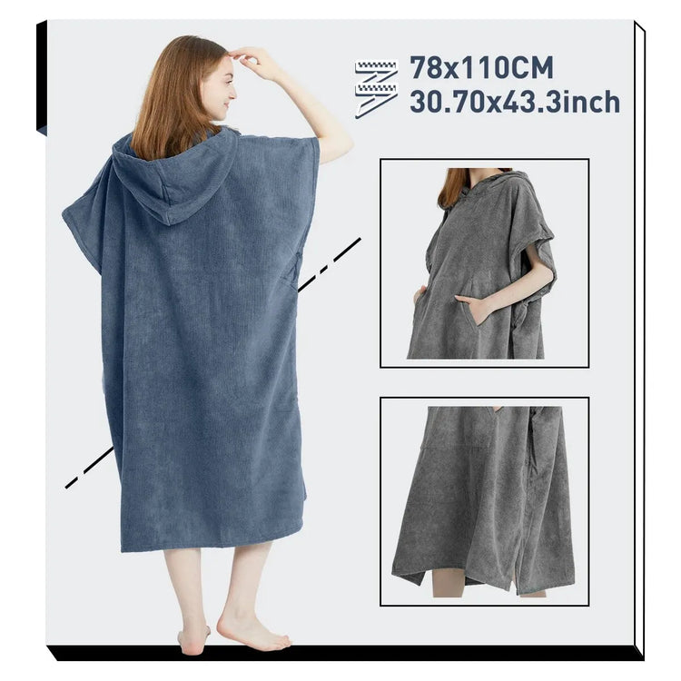 Poncho da surf Asciugamano Poncho Asciugamano ad asciugatura rapida Felpa con cappuccio Abito da spiaggia in microfibra Poncho fasciatoio Asciugamano da bagno Poncho da spiaggia per adulti