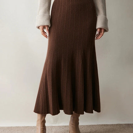 Woman's 100% Cashmere Knittwear Skirt Autumn Winter Elegant Mermaid Mid-calf High Waisted Slim Office Lady Dress Light Luxury PlatiNum