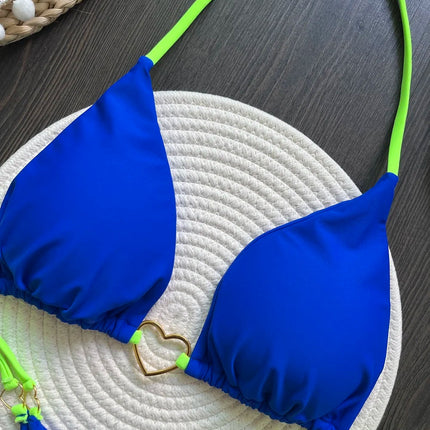 Costume da bagno bikini sexy da donna a tinta unita, due pezzi, rosso platinumshop